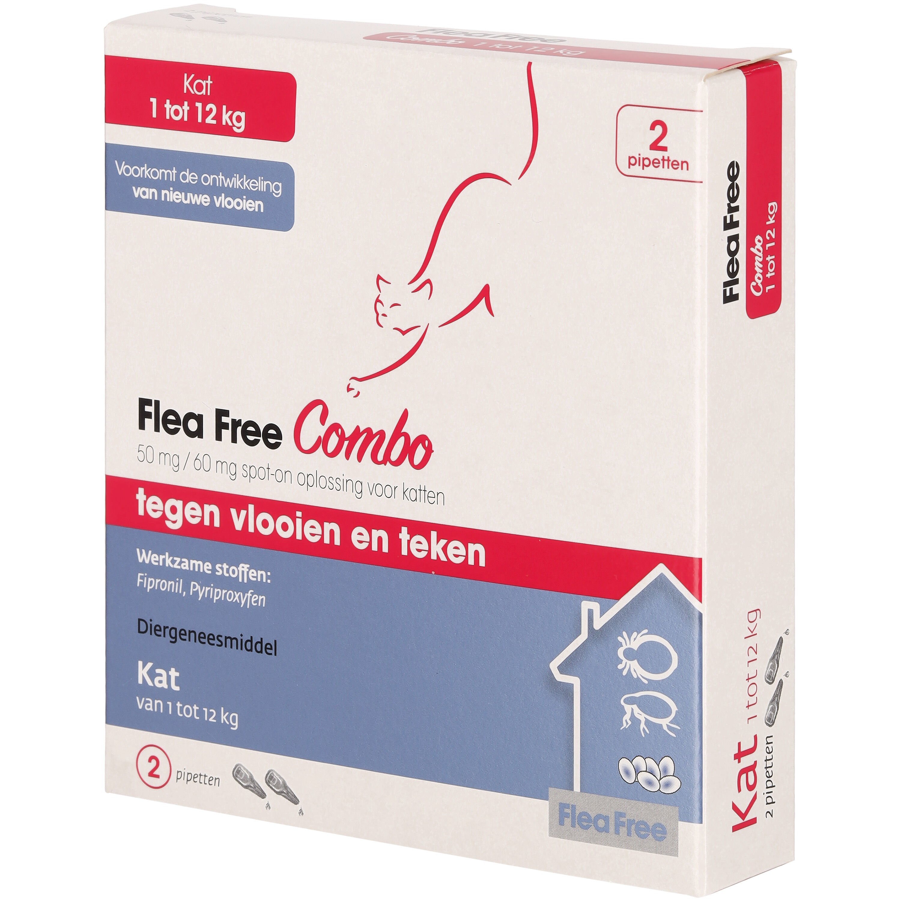Flea Free Ectoline duo Kat 2 pipetten - Vlooien- en tekenmiddel - 2 Stuks