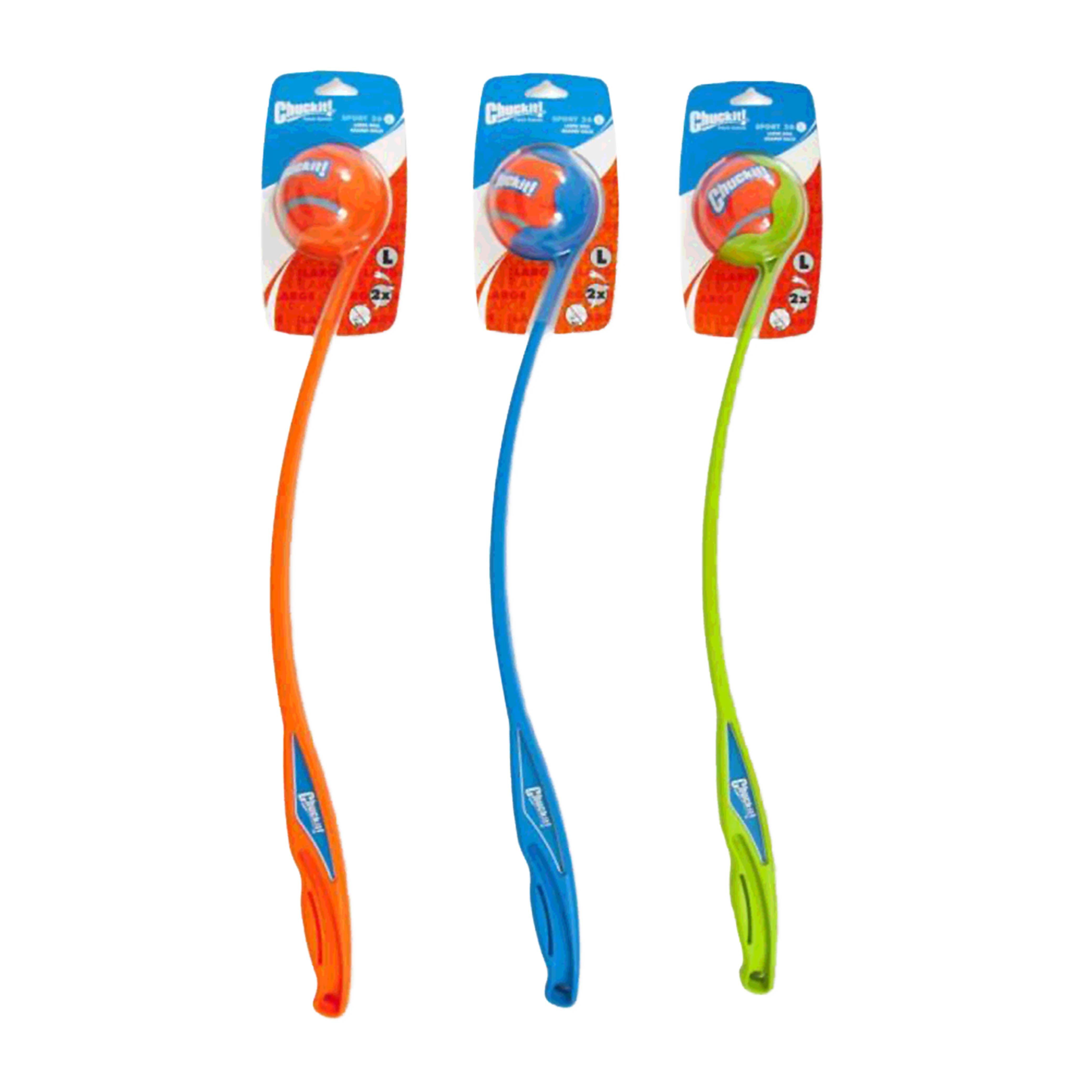 Chuckit Tennisbalwerper - Apporteren - Hondenspeelgoed - blauw/oranje - 71.5x11.3x66 cm - L Chuckit Tennisbalwerper - Apporteren - Hondenspeelgoed - blauw/oranje - 71.5x11.3x66 cm - L