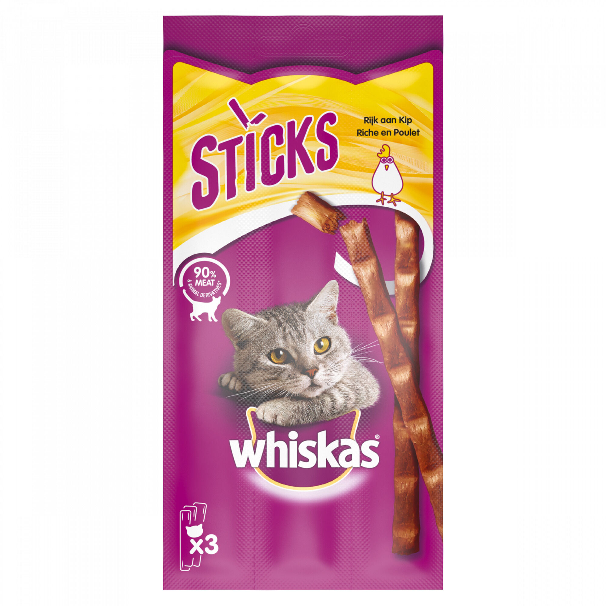 Whiskas Sticks - Kattensnack - 3 Stuks - kip Whiskas Sticks - Kattensnack - 3 Stuks - kip