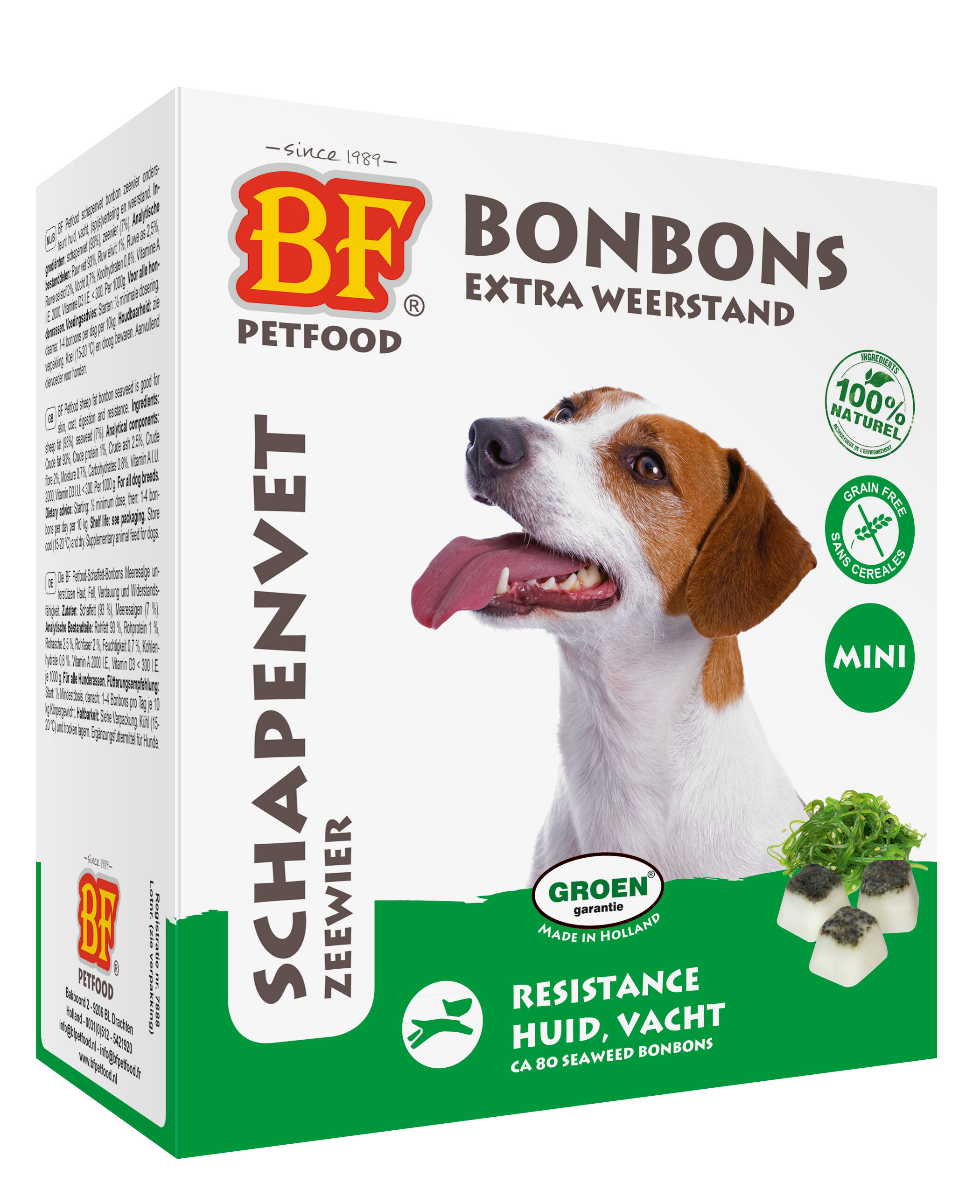 BF Petfood Schapenvet Bonbons Mini - Hondensnack - 80 Stuks - zeewier BF Petfood Schapenvet Bonbons Mini - Hondensnack - 80 Stuks - zeewier