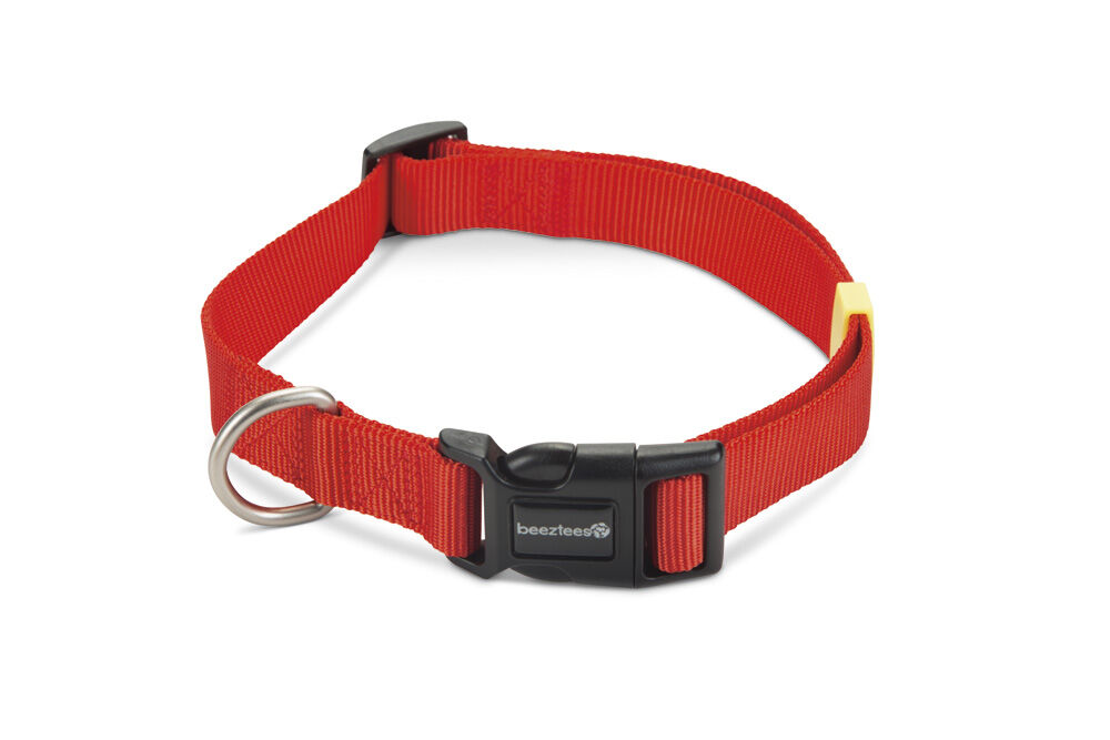 Beeztees Uni - Halsband Hond - rood - 20 tot 30 cm Beeztees Uni - Halsband Hond - rood - 20 tot 30 cm