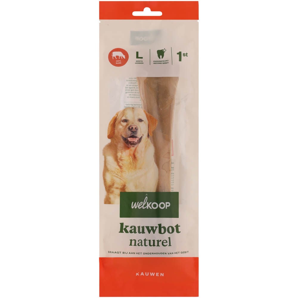 Welkoop - Kauwbot - Naturel - 1 Stuks - rund - L Welkoop - Kauwbot - Naturel - 1 Stuks - rund - L