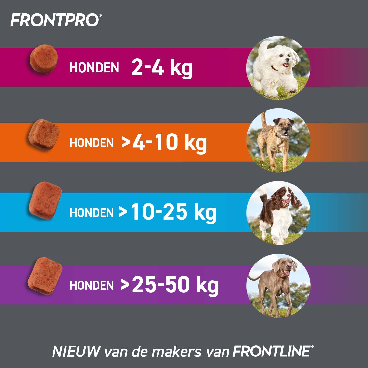 Frontpro Kauwtablet - Anti Vlooien en teken Hond - L - 3 Stuks - L