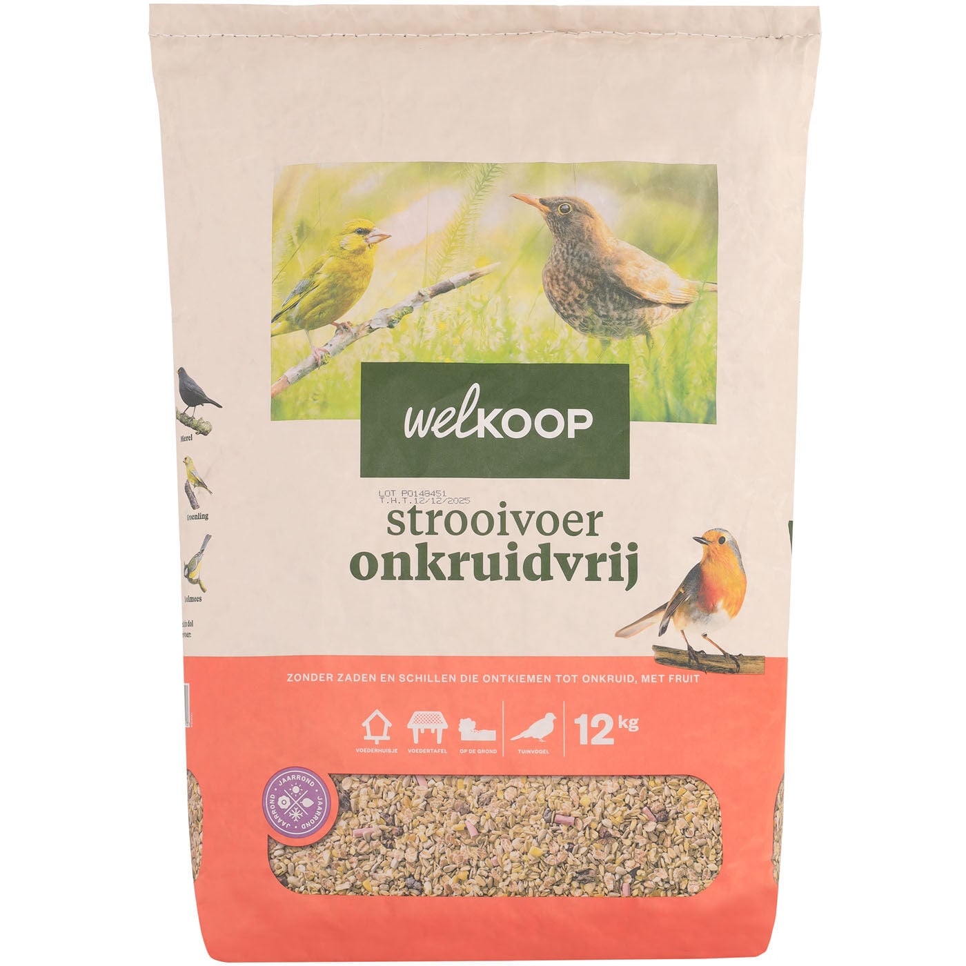 Welkoop - Strooivoer met Fruit - Onkruidvrij - Tuinvogelvoer - 12 Kilogram - Onkruidvrij
