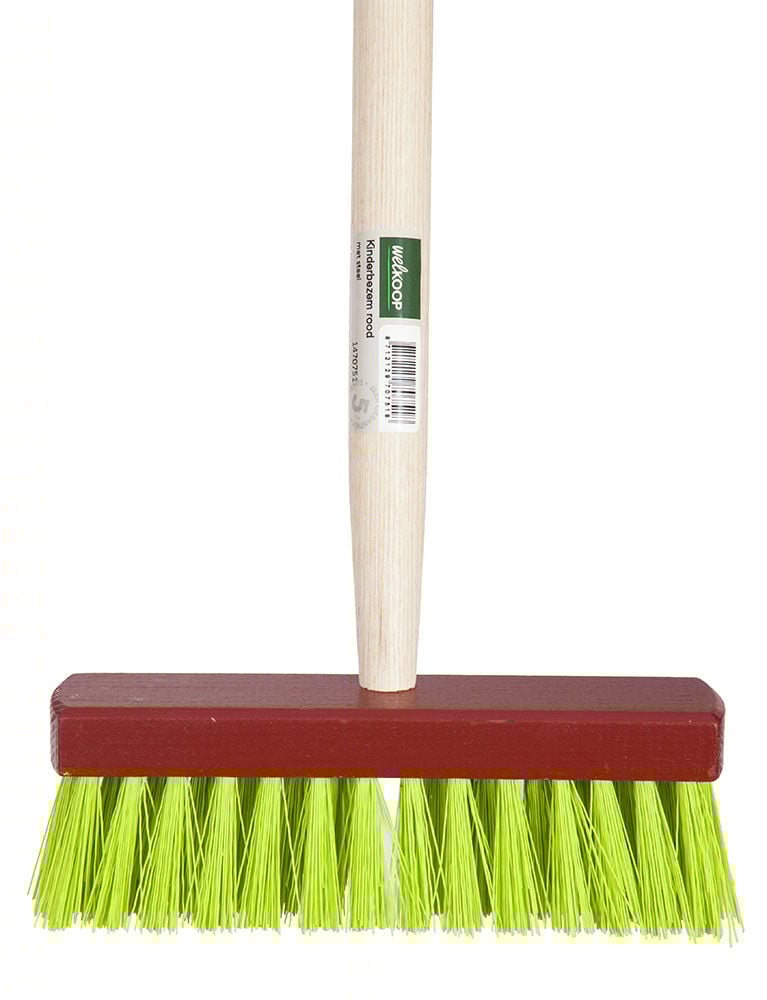 Welkoop Kinderbezem - Bezems - Kindertuingereedschap - 20 cm - Rood - 75 cm