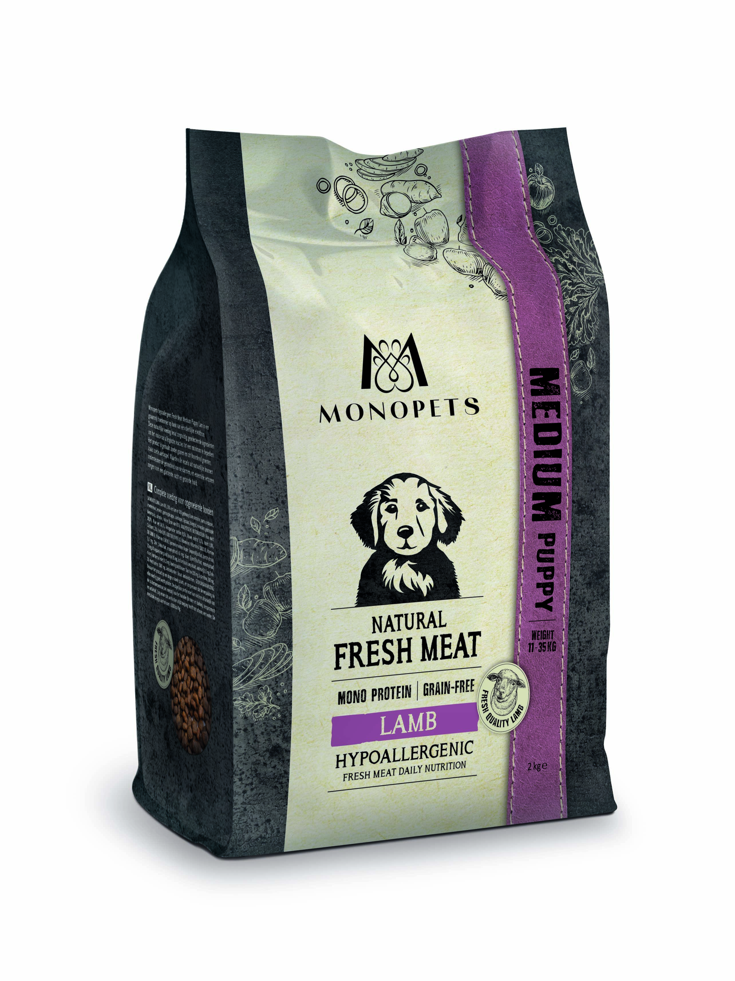 Monopets Medium Puppy Hypoallergeen Monoprotein - Hondenvoer - 2 Kilogram - lam Monopets Medium Puppy Hypoallergeen Monoprotein - Hondenvoer - 2 Kilogram - lam