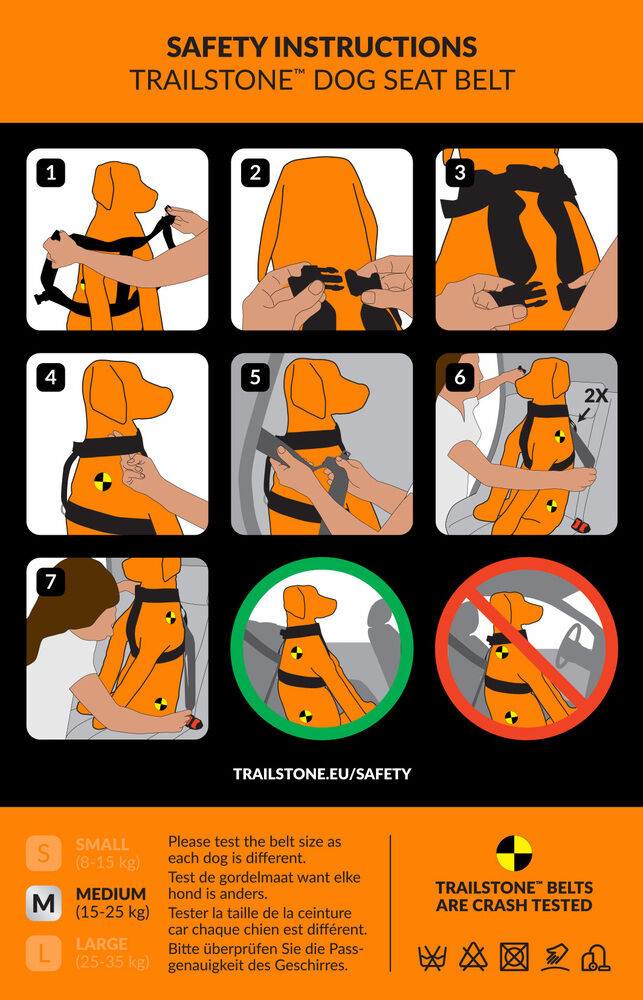 Trailstone Hond - Autogordel - zwart - M