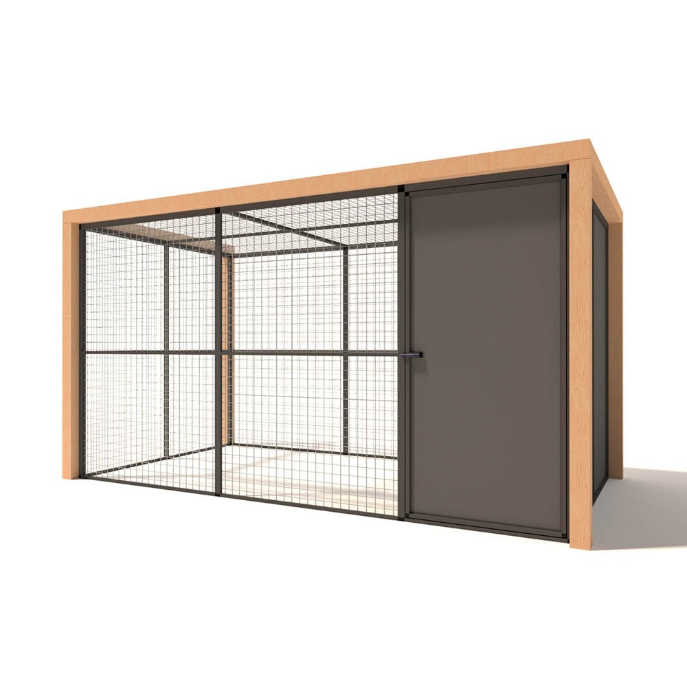 Glorenza Noor - Kattenren met sluis - Antraciet - 187x190x345 cm Glorenza Noor - Kattenren met sluis - Antraciet - 187x190x345 cm