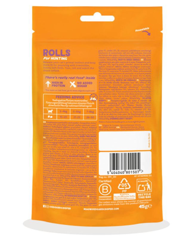 Edgard & Cooper Rolls - Kattensnack - 45 Gram - kalkoen