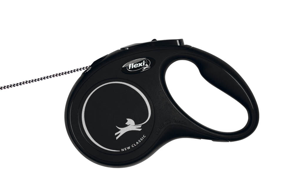 Flexi New Classic Koord - Rollijn - Hondenriem - zwart - XS - 300 cm