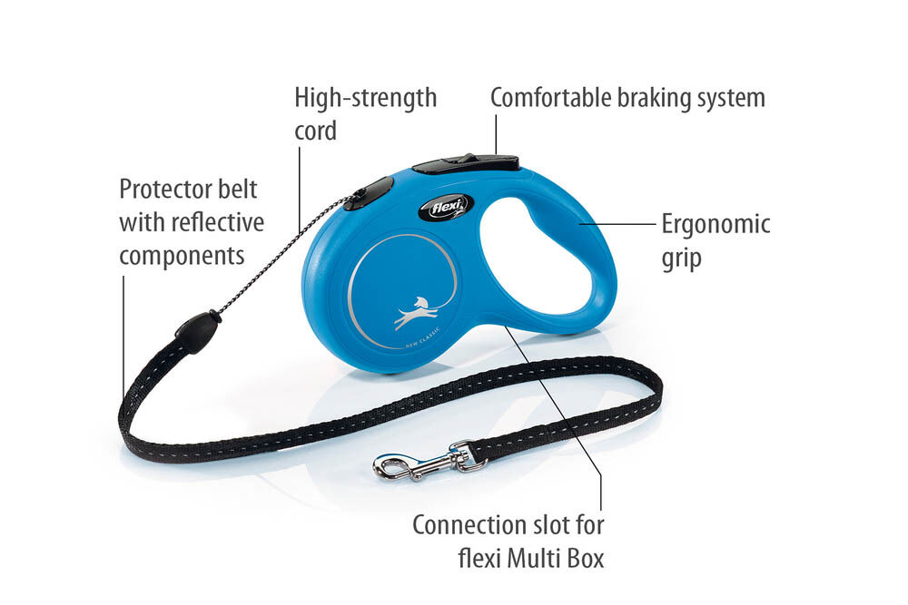 Flexi New Classic Koord - Rollijn - Hondenriem - blauw - M - 500 cm