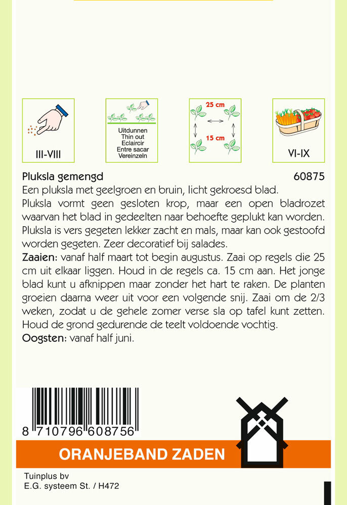 Oranjeband zaden Pluksla Gemengd - Groentezaden