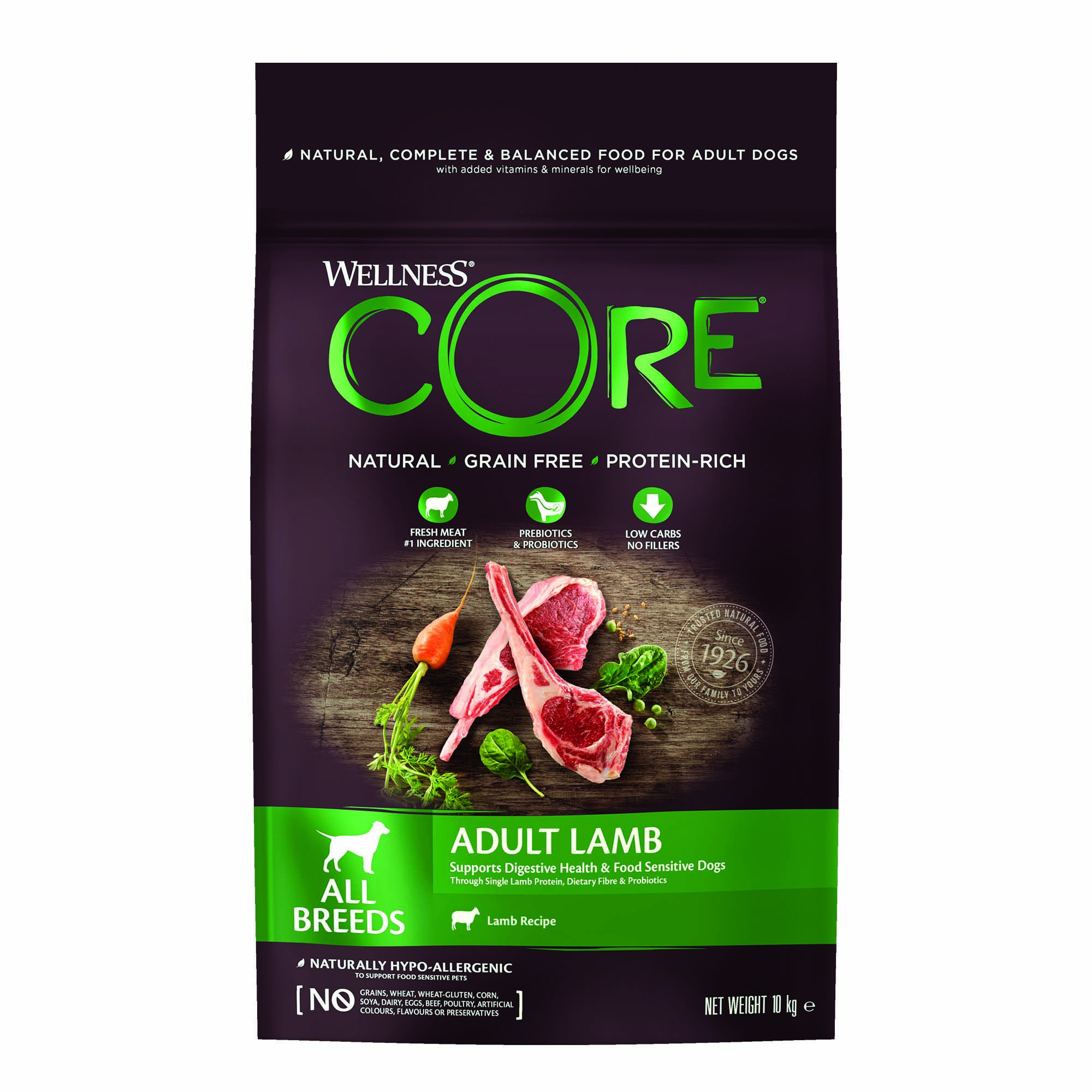 Wellness CORE Adult All Breeds - Hondenvoer - 10 Kilogram - lam Wellness CORE Adult All Breeds - Hondenvoer - 10 Kilogram - lam