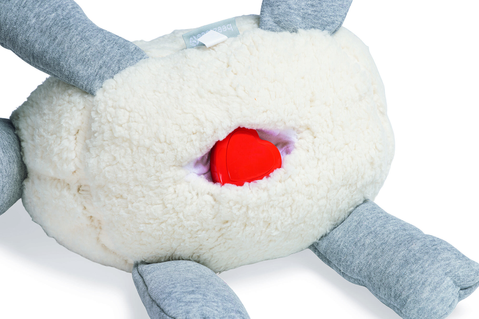 Beeztees Schaap - Knuffel met hartslag - Puppyspeelgoed - Grijs Wit - 14x36x25 cm