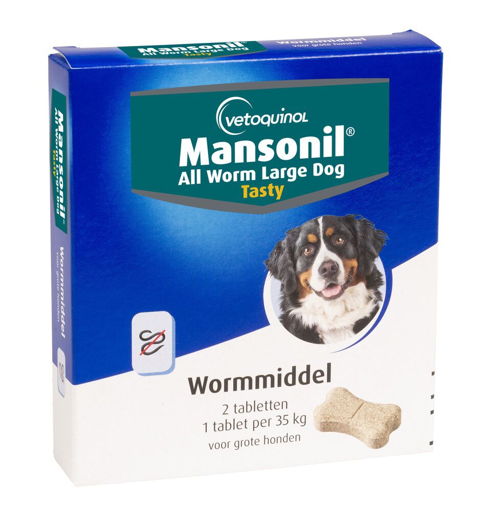 Mansonil All Worm Tasty Grote Hond - Ontworming - 2 Stuks - XL Mansonil All Worm Tasty Grote Hond - Ontworming - 2 Stuks - XL