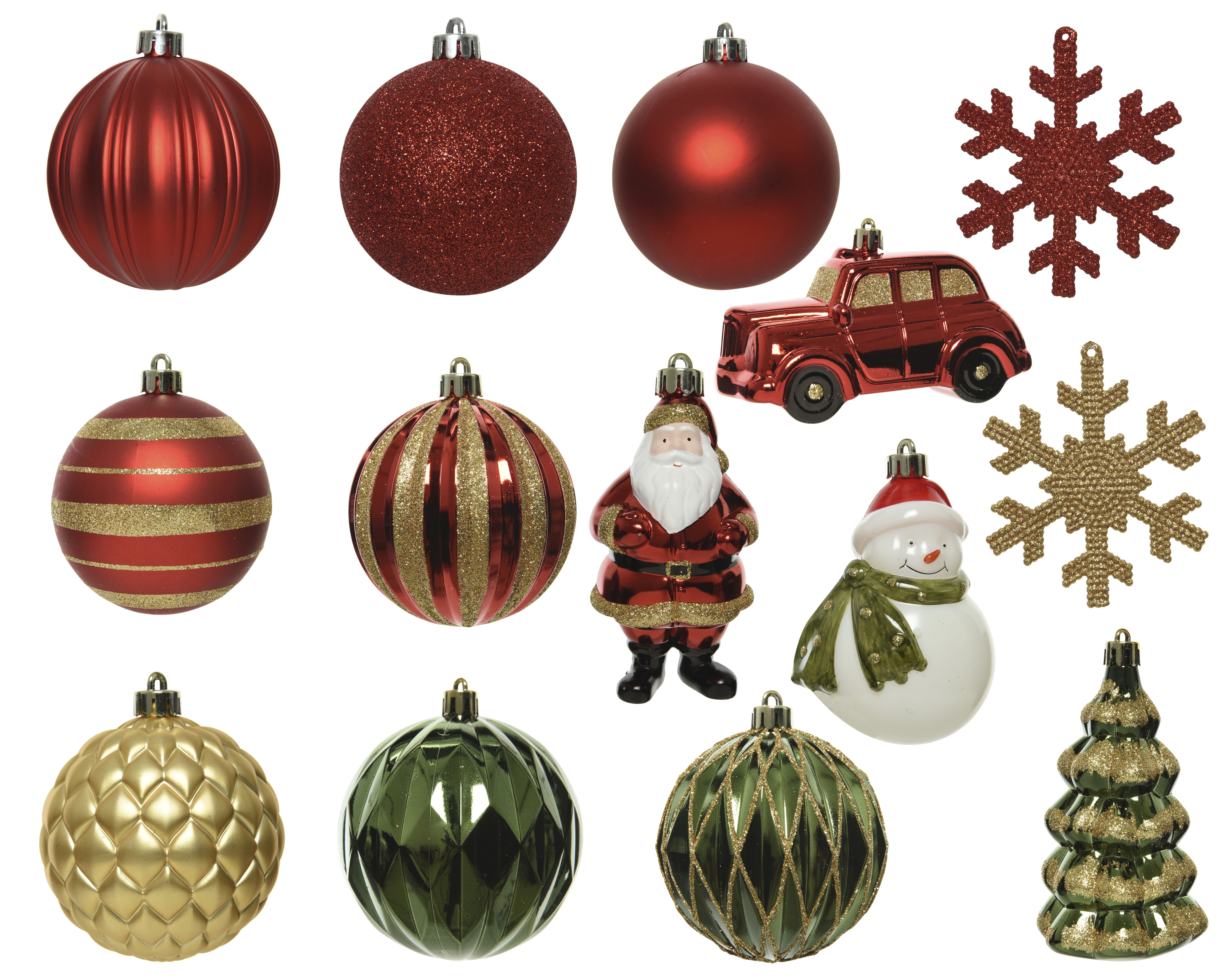 Decoris - Kerstballen mix - Rood groen goud
