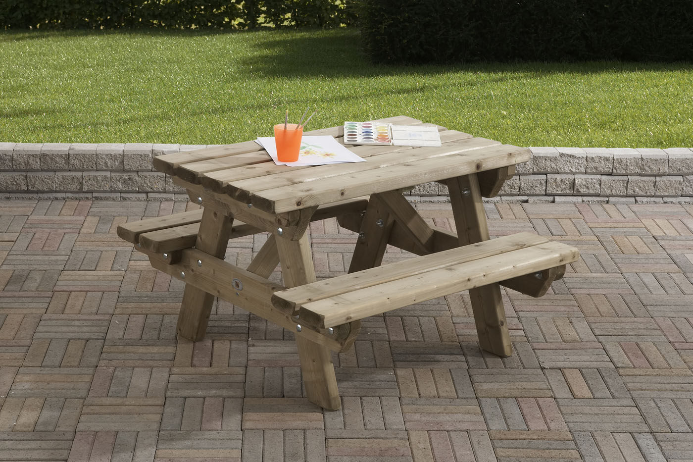 Talen   - Kinderpicknicktafel - Bruin - 55x90x90 cm
