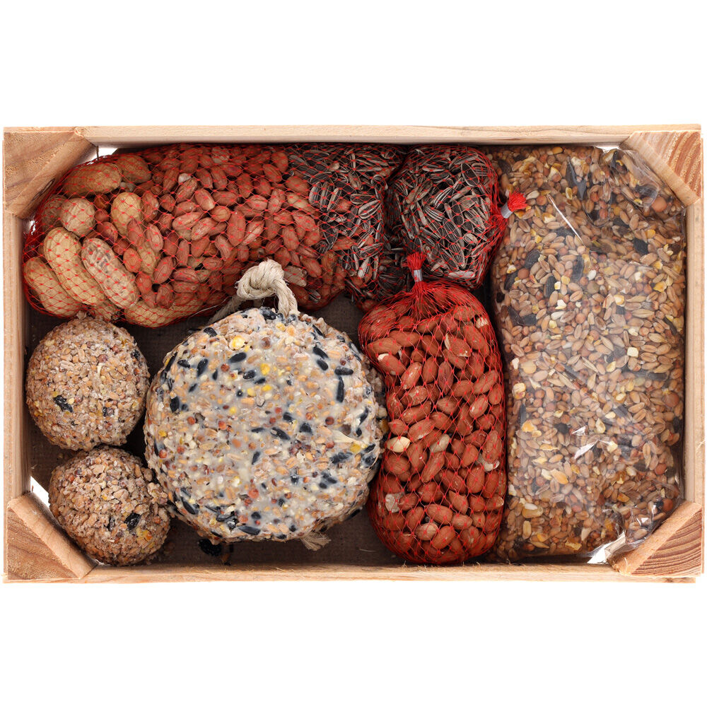 Welkoop - Tuinvogelvoer pakket in kistje - 1480 Gram