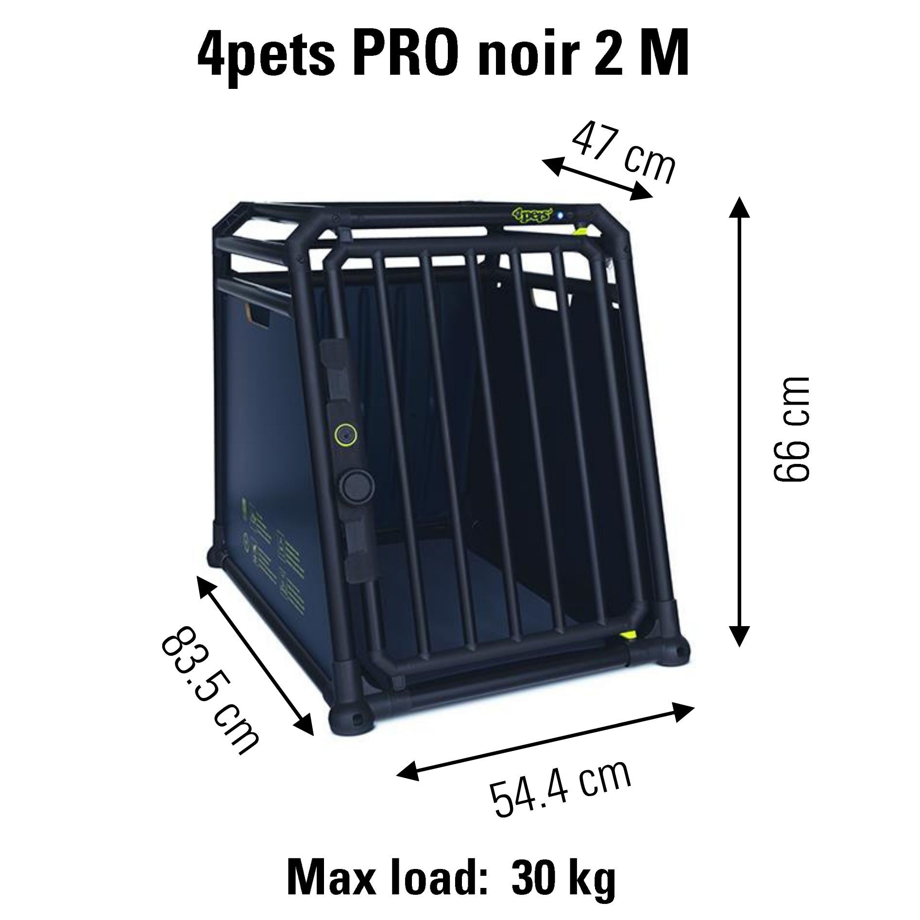 4Pets Pro Noir 2 - Autobench Hond - Zwart - 8883.5x8554.5x66 cm - M