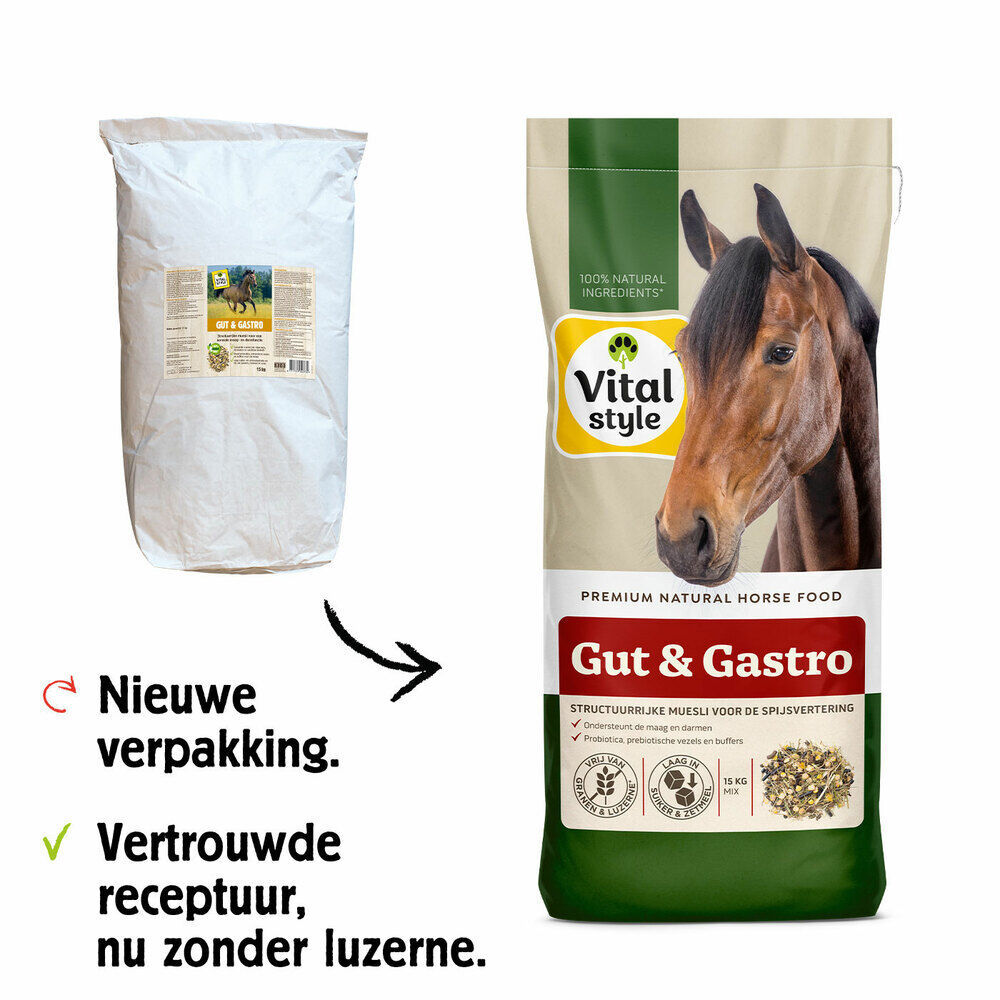 VITALstyle Gut & Gastro Muesli - Paardenvoer - 15 Kilogram - Zak