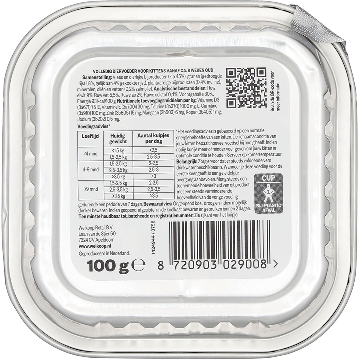 Welkoop Pate - Kittenvoer - 100 Gram - kip