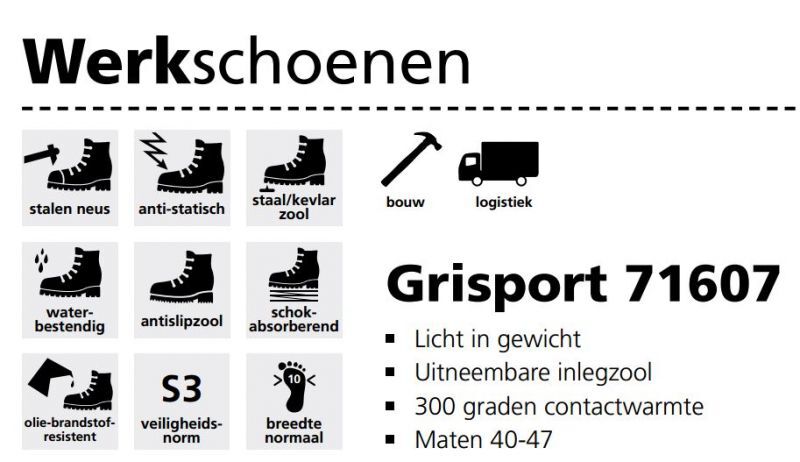 Grisport 71607 - Werkschoenen - Zwart - 40