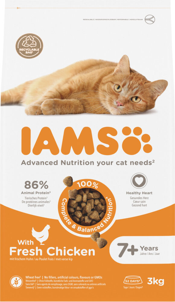 IAMS Senior - Kattenvoer - 3 Kilogram - kalkoen, kip