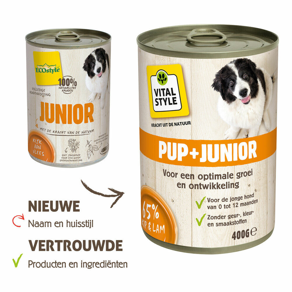 VITALstyle Junior - Hondenvoer - 400 Gram - kip, lam, zalm