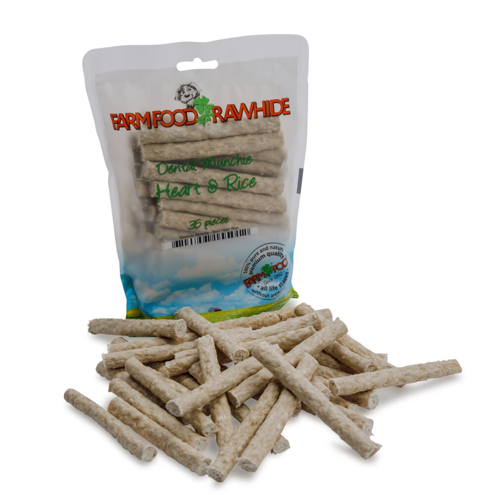 Farm Food Rawhide Munchie - Hondensnack - 35 Stuks - hart Farm Food Rawhide Munchie - Hondensnack - 35 Stuks - hart