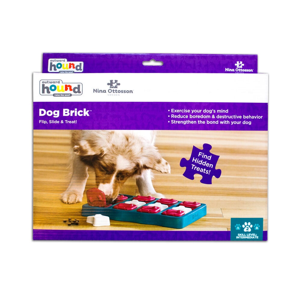 Nina Ottoson Dog Brick - Puzzel - Hondenspeelgoed - blauw - 5x23x32 cm