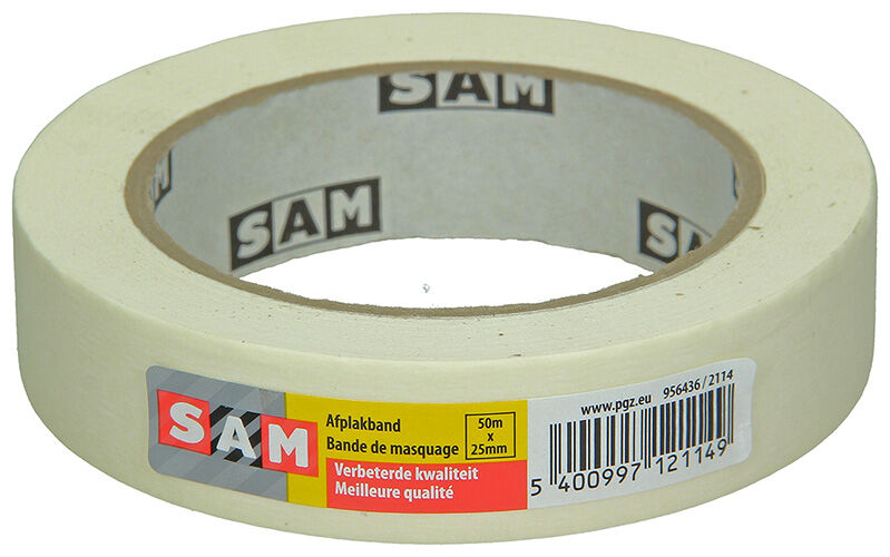 SAM 50m x 25mm - Afplaktape - 11x11x2.5 cm - Wit - 2.7 cm SAM 50m x 25mm - Afplaktape - 11x11x2.5 cm - Wit - 2.7 cm
