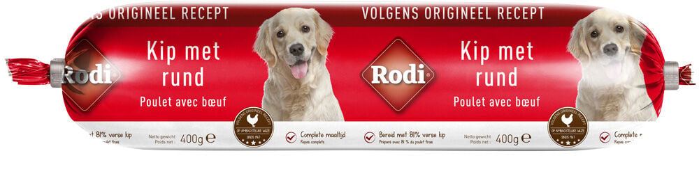RODI- Worst - Hondensnack - 400 Gram - rund, kip RODI- Worst - Hondensnack - 400 Gram - rund, kip