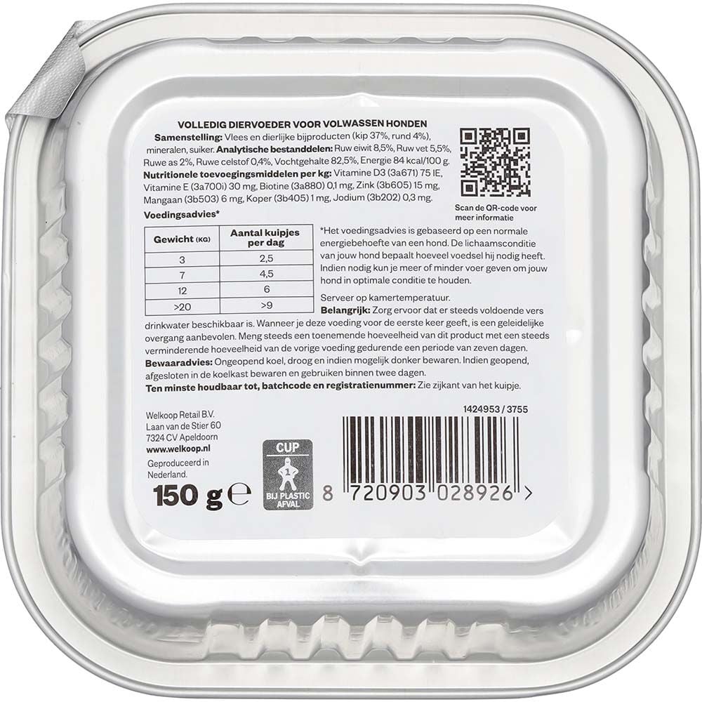 Welkoop Paté  - Hondenvoer - 150 Gram - rund