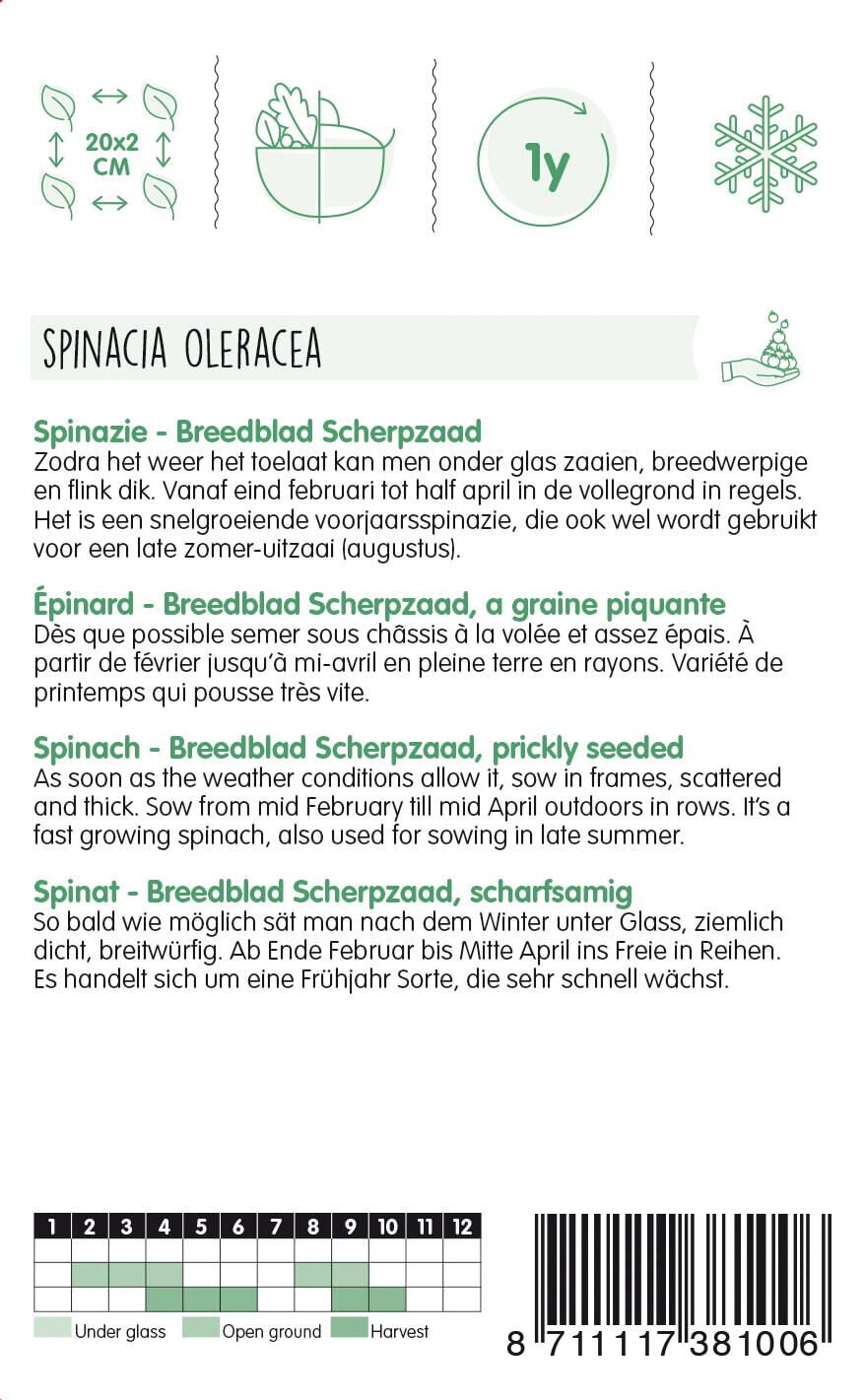 Hortitops Spinazie Spinacia oleracea Breedblad Zomer Scherp Zaad - Groentezaden - 250 Gram