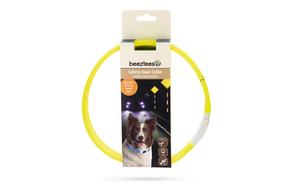 Beeztees Safety Gear Glowy USB - Lichtgevende Halsband - Hond - geel - 2.5 cm