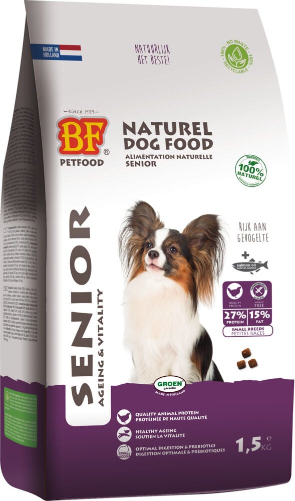 BF Petfood Senior Small Breed - Hondenvoer - 1.5 Kilogram - gevogelte BF Petfood Senior Small Breed - Hondenvoer - 1.5 Kilogram - gevogelte