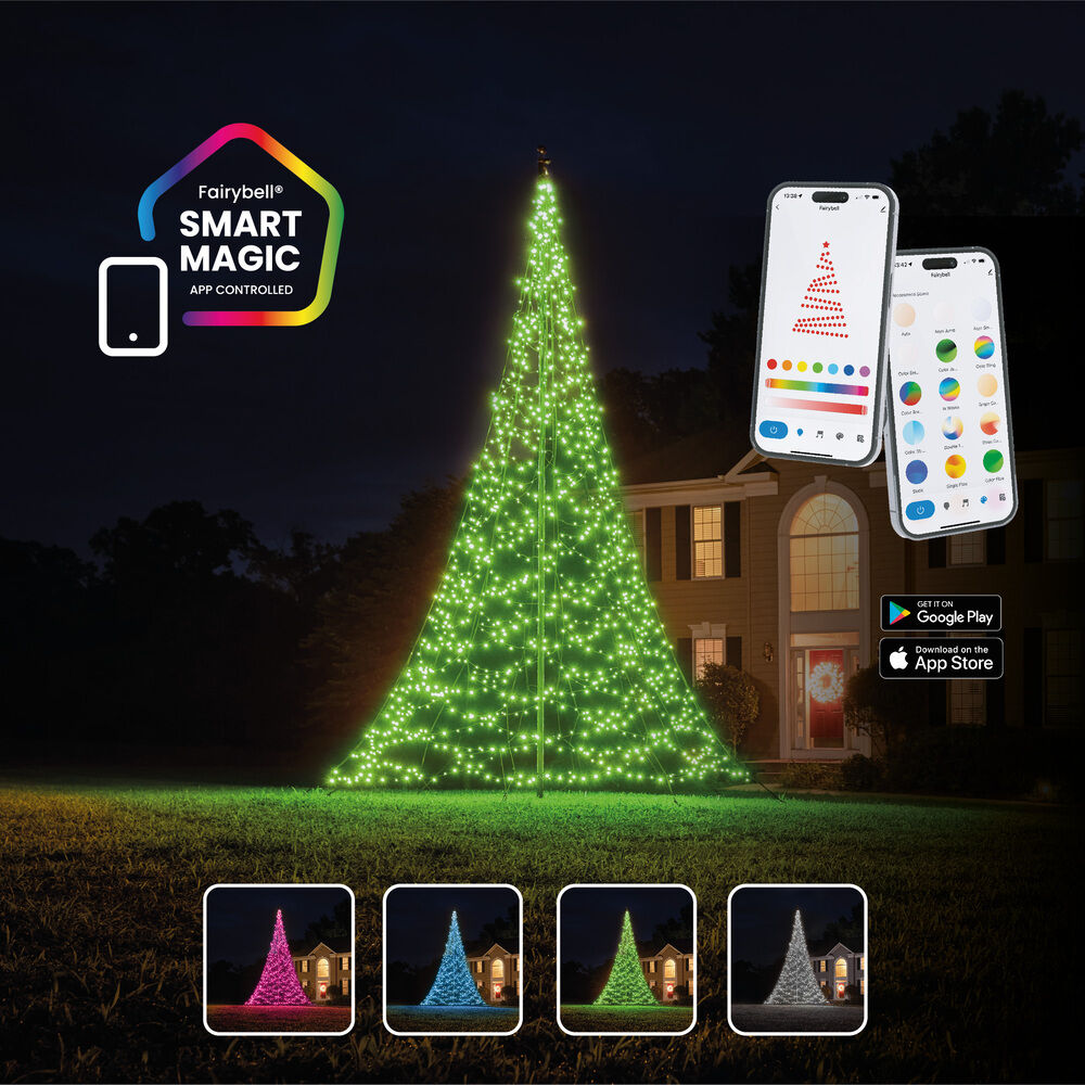 Fairybell Smart Magic - Vlaggenmast kerstboom - 1152 - Multicolor - 600 cm