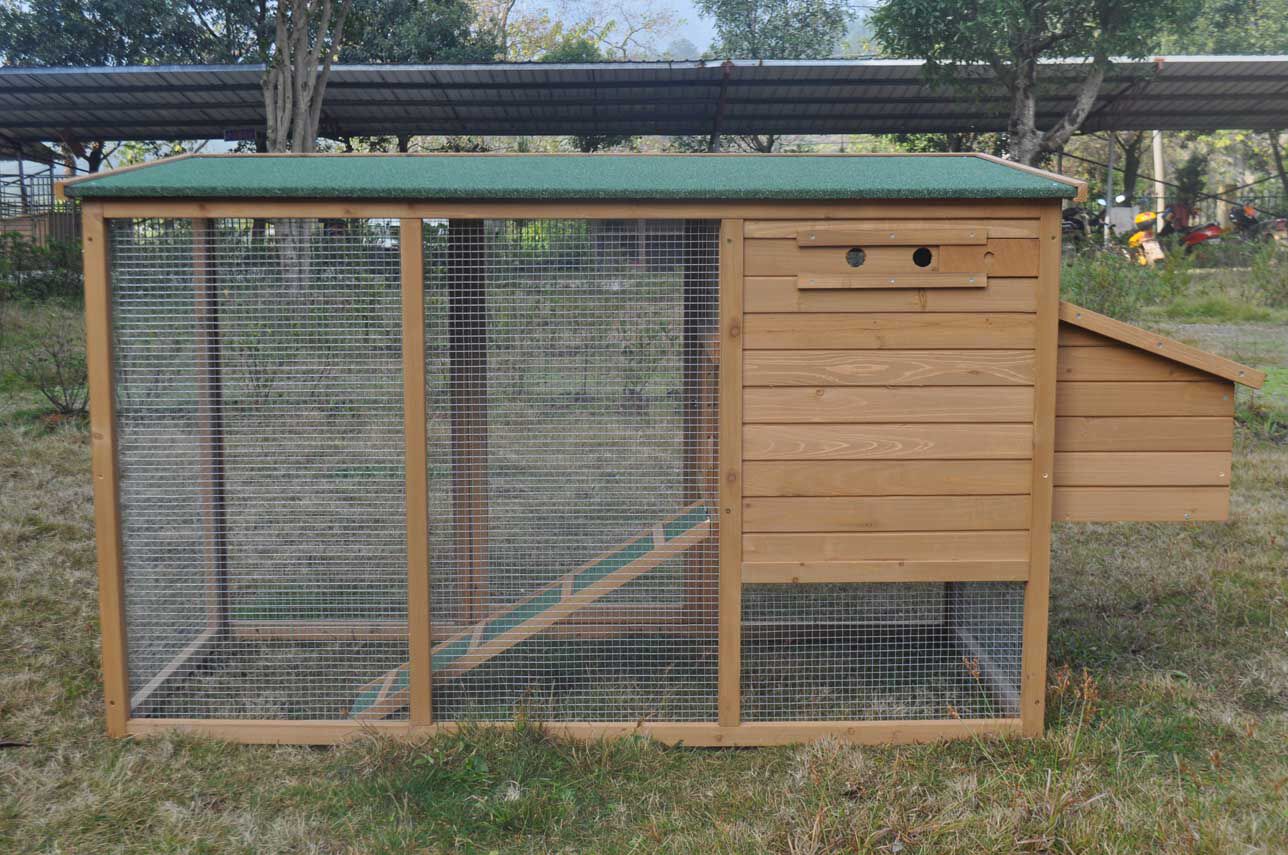 Rechthoek - Kippenhok met ren - Bruin - Links - M