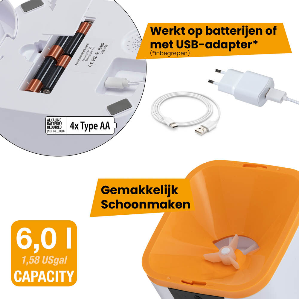 Ferplast Risto pet Smart - Automatische kattenvoerbak - Oranje - xx cm