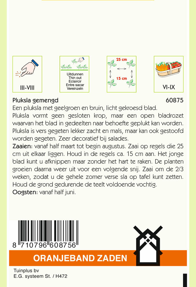 Oranjeband zaden Pluksla Gemengd - Groentezaden