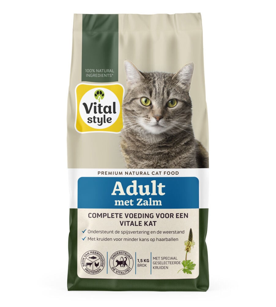 Vitalstyle Adult - Kattenvoer - 1.5 Kilogram - zalm Vitalstyle Adult - Kattenvoer - 1.5 Kilogram - zalm
