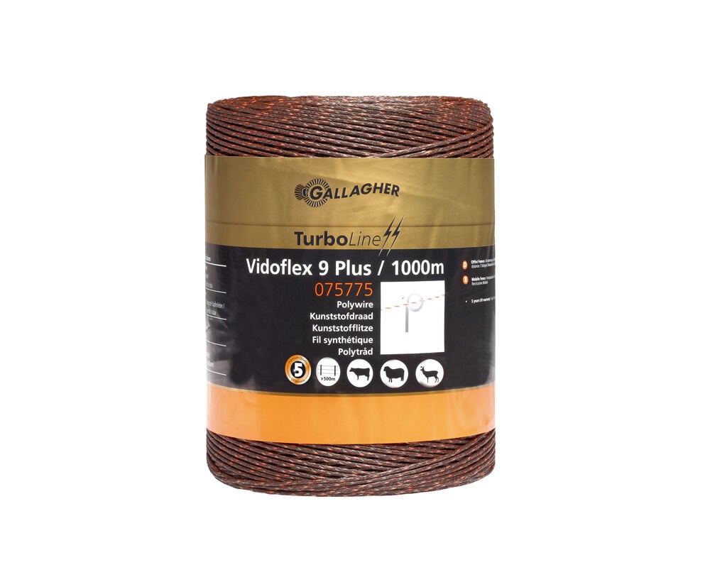 Gallagher Vidoflex 9  Turboline Plus- Schrikdraad - 26.5 cm - 1000 Meter - Terra - 20 cm - 100000 cm