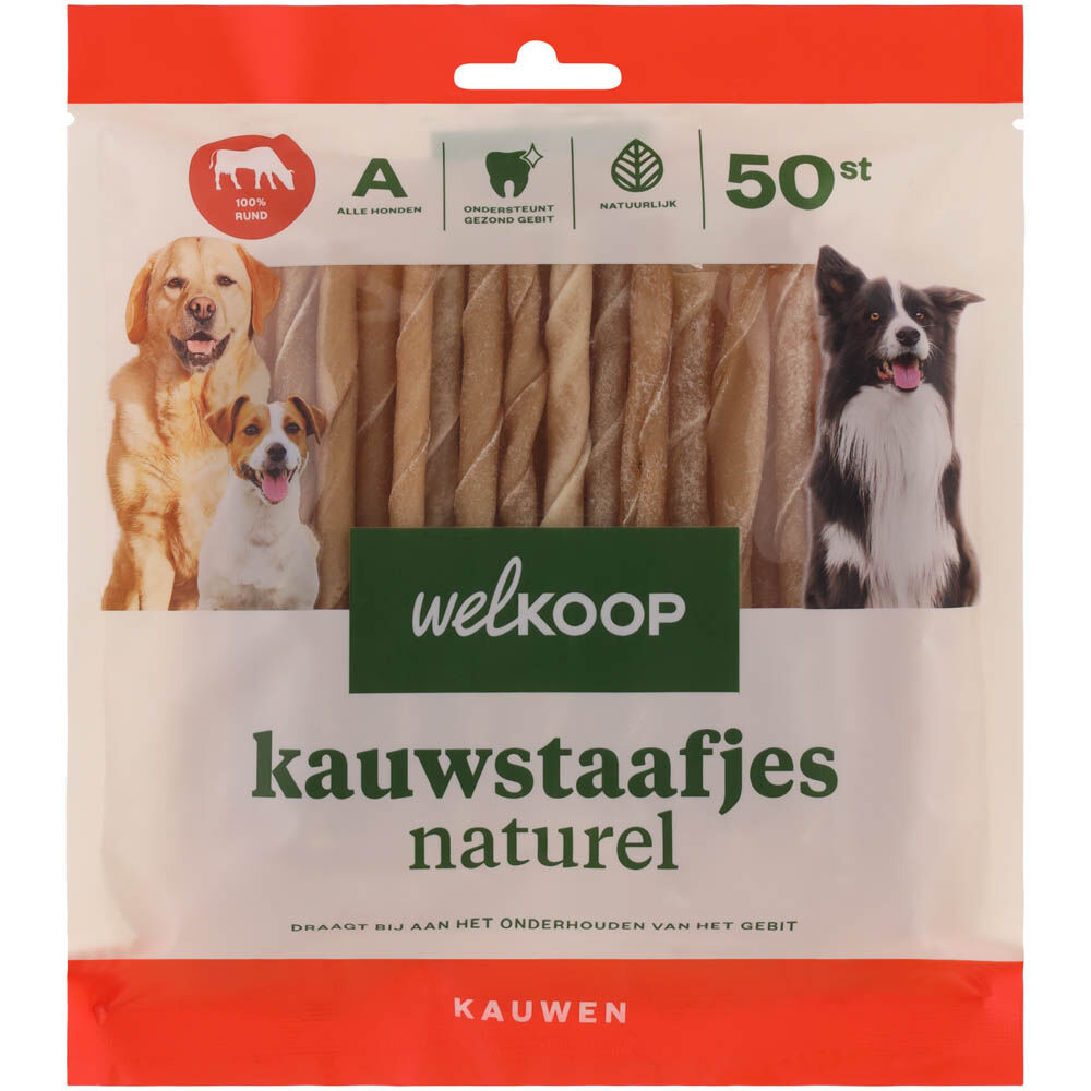 Welkoop - Kauwstaafjes Naturel - 400 Gram - rund Welkoop - Kauwstaafjes Naturel - 400 Gram - rund