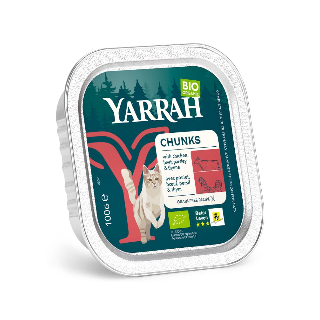 Yarrah Bio Organic Chunks - Kattenvoer - 100 Gram - rund