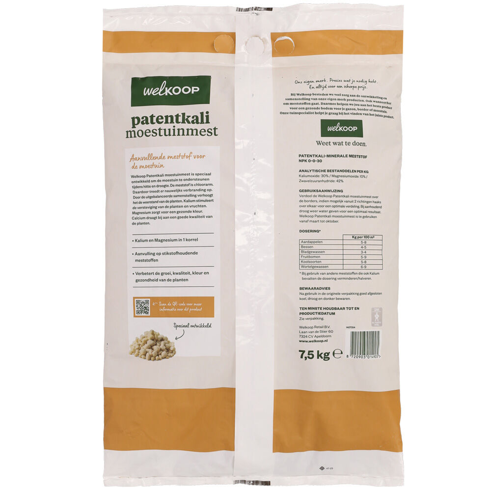 Welkoop - Patentkali Moestuinmest - 75 m2 - 7.5 Kilogram