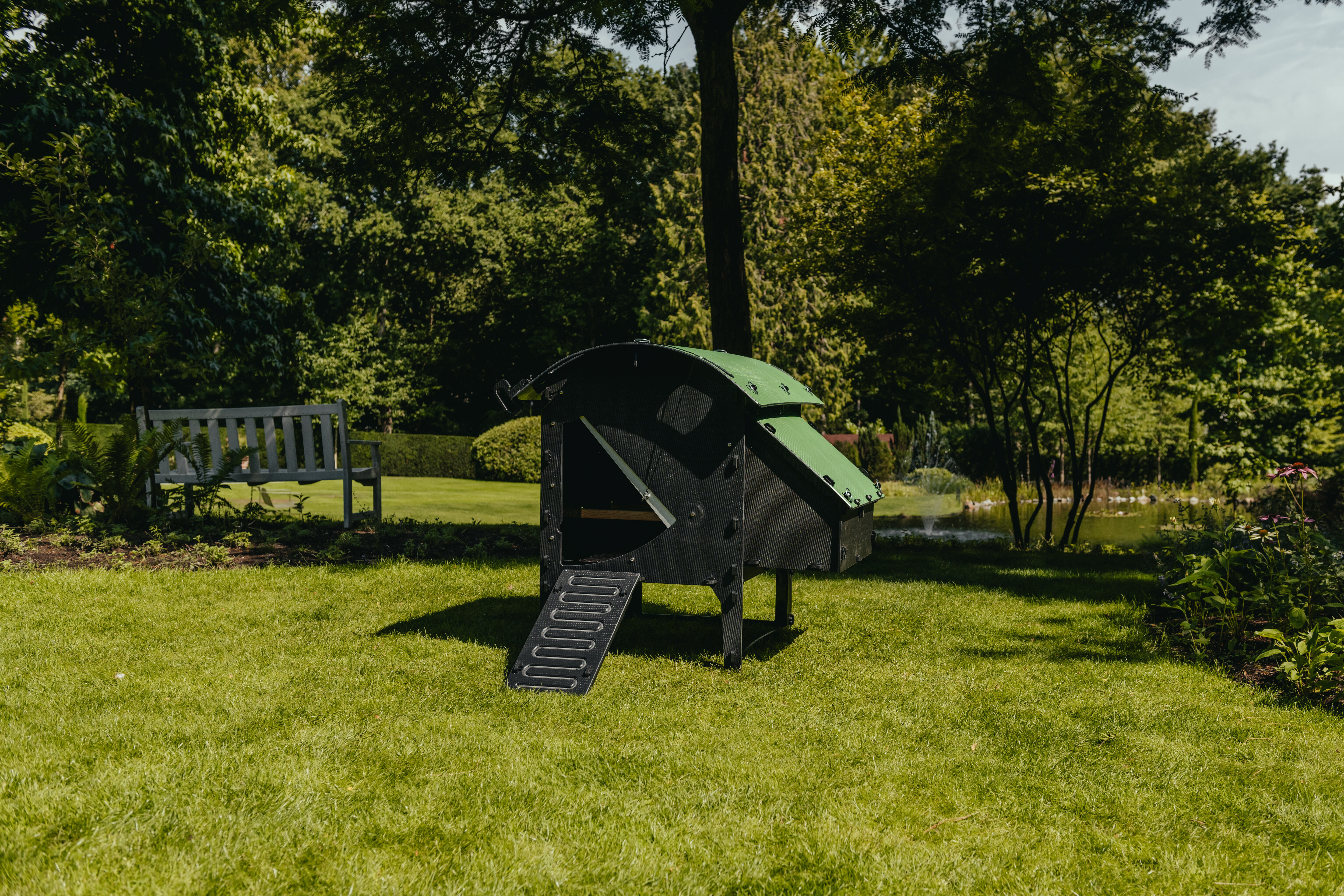 Nestera Lodge - Kippenhok - 4 tot 6 kippen - Zwart/Groen - Rechts - M