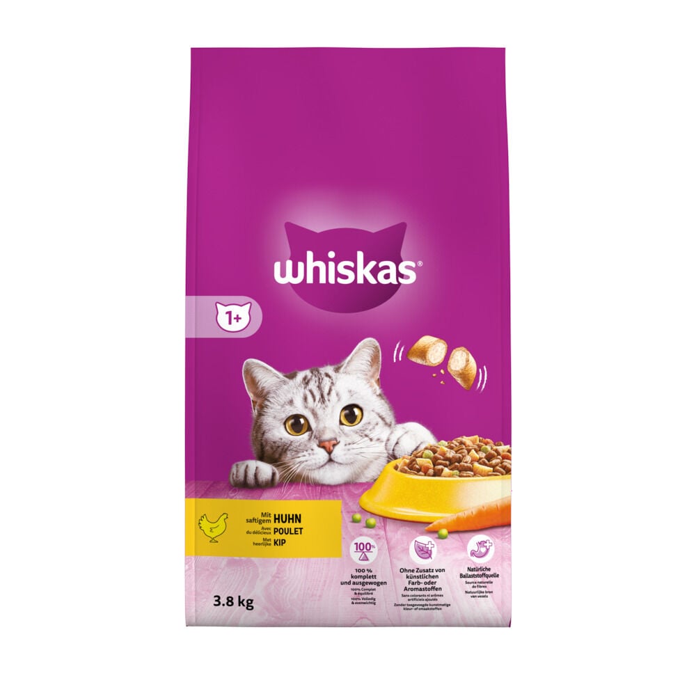 Whiskas 1+ Adult Droge Brokjes - Kattenvoer - 3800 Gram - kip Whiskas 1+ Adult Droge Brokjes - Kattenvoer - 3800 Gram - kip