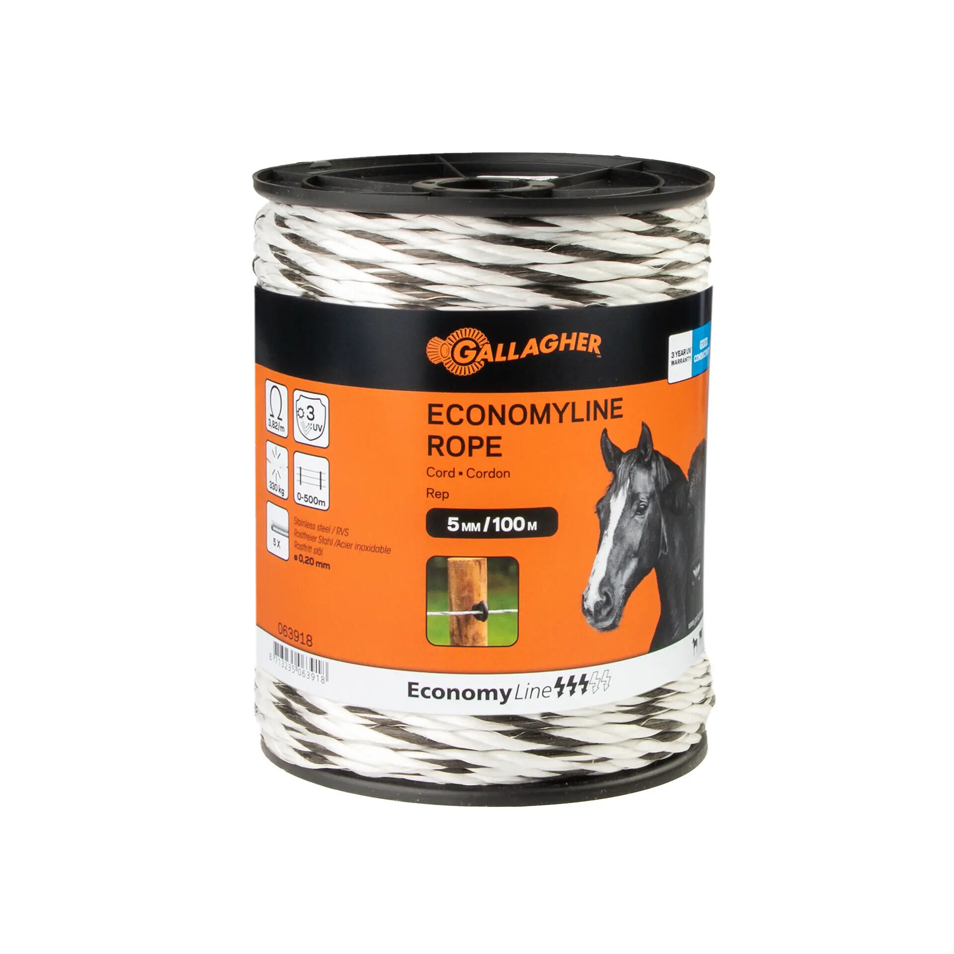 Gallagher EconomyLine - Cord - 16.2 cm - 100 Meter - Wit - 14 cm - 10000 cm Gallagher EconomyLine - Cord - 16.2 cm - 100 Meter - Wit - 14 cm - 10000 cm