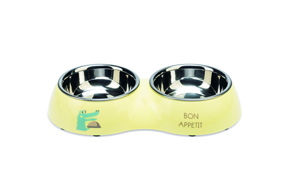 Beeztees Kroky Dinerset - Puppy Voer & Drinkbak - Geel - 27 cm Beeztees Kroky Dinerset - Puppy Voer & Drinkbak - Geel - 27 cm