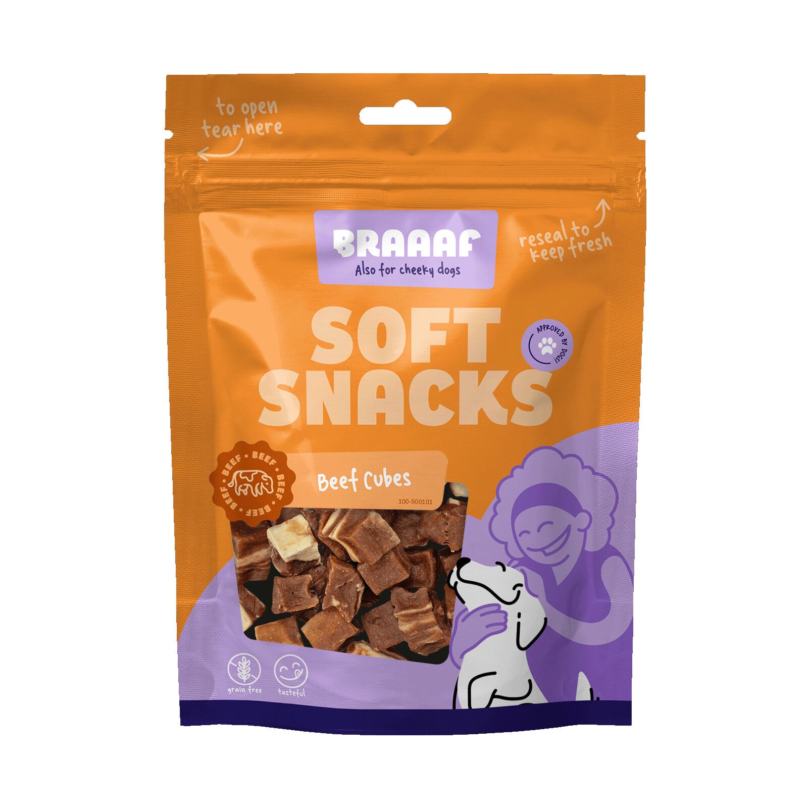 Braaaf Soft snacks Blokjes - Hondensnack - 85 Gram - vis, rund Braaaf Soft snacks Blokjes - Hondensnack - 85 Gram - vis, rund